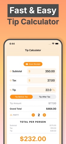Tip Calculator - Tip Check iPhone screenshot