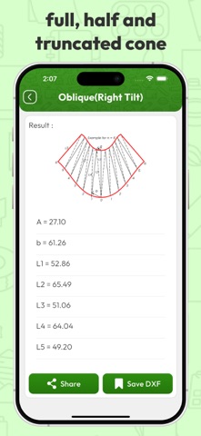 Flat Pattern Cone Calculators iPhone screenshot