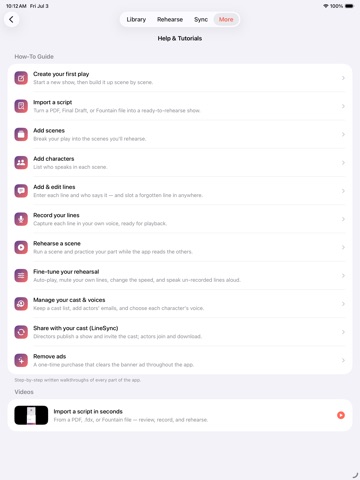 Off Book! iPad screenshot