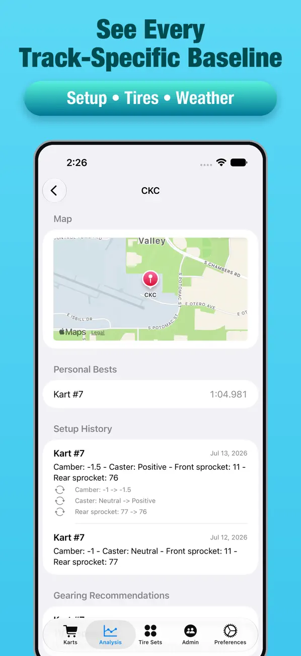 KartTrackerAI track baselines screen