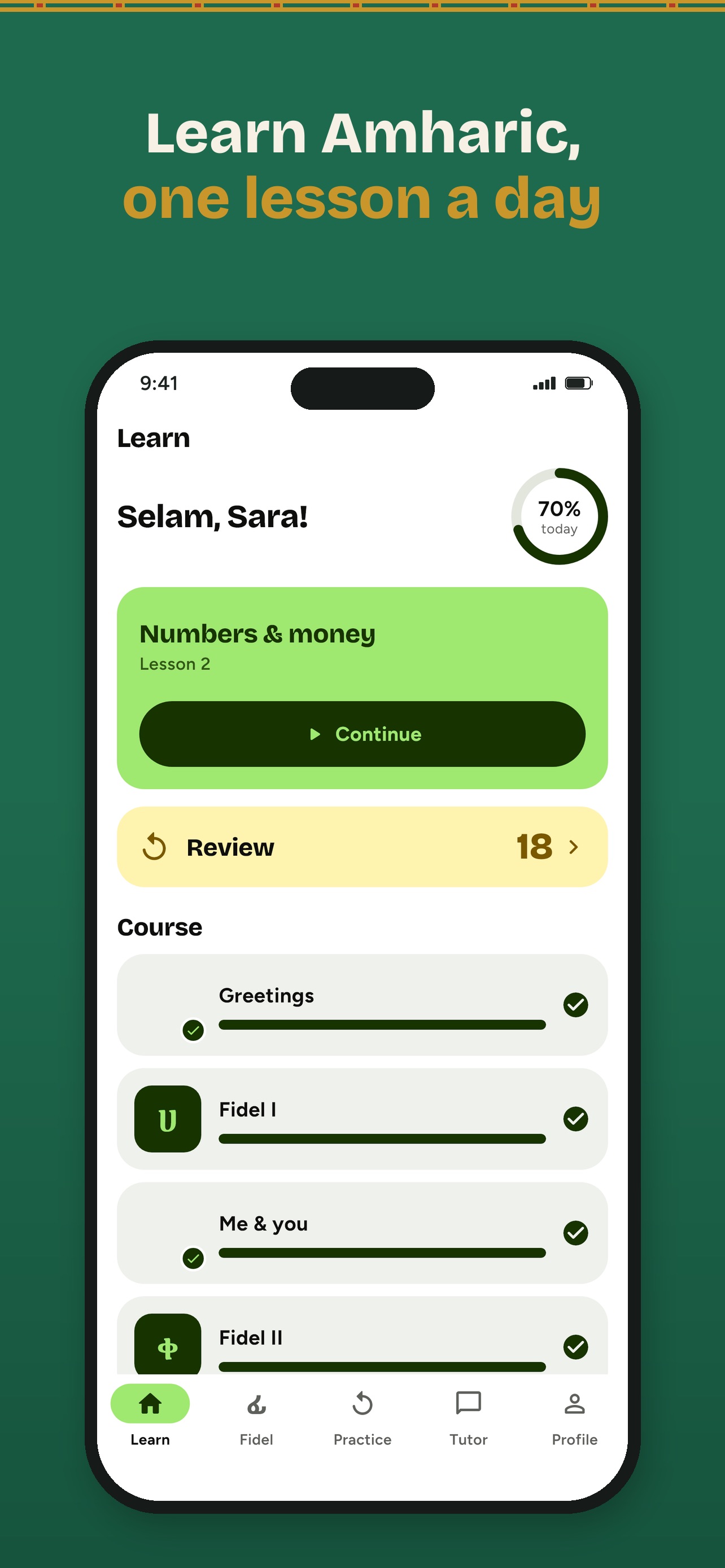 Screenshot 1 of Learn Amharic & Fidel
