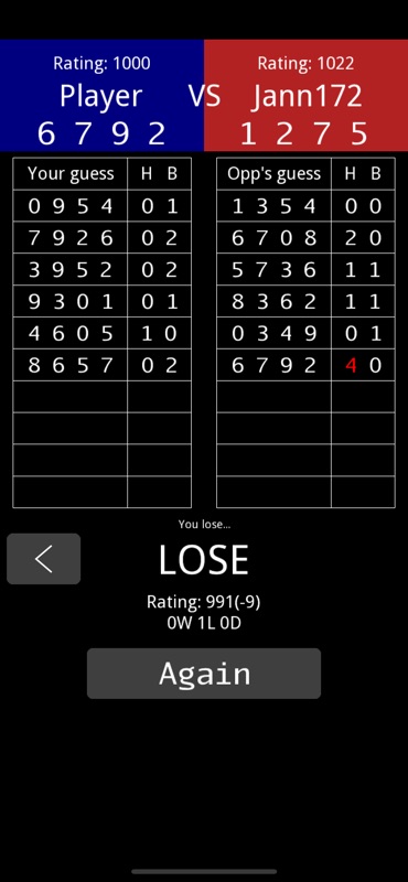 Hit & Blow Online: 1A2B Guess screenshot 4