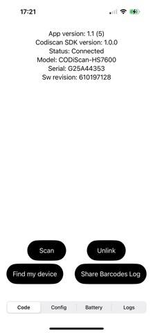 Codiscan SDK Sample Screenshot 2 of 7