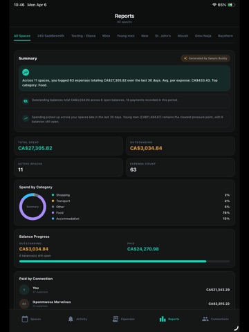 Sanyro: Split Bills & Expenses iPad screenshot