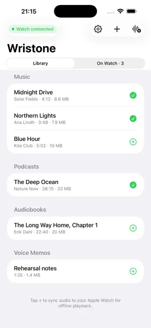 Wristone: Watch Audio Player screenshot 1