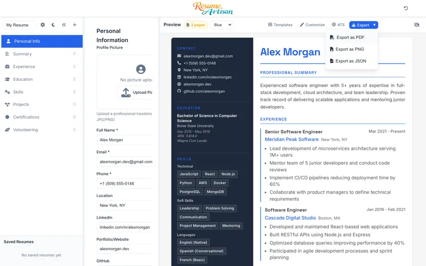 Capture d'écran de Resume Artisan: CV Builder sur iPhone 3