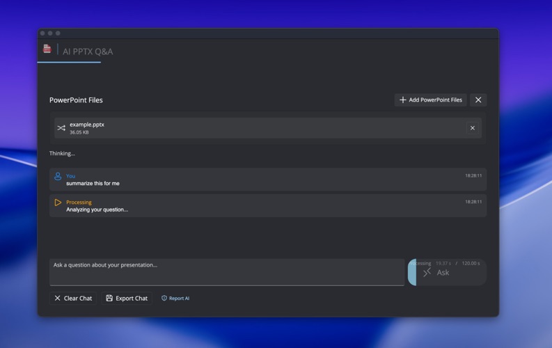 AI PPTX QnA app screenshot