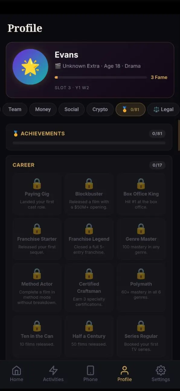 Spotlight Dreams: Actor Life iOS Mod IPA screenshot 6 - iOS game interface