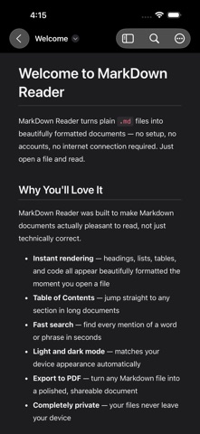MarkDown Reader - MD Viewer iPhone screenshot