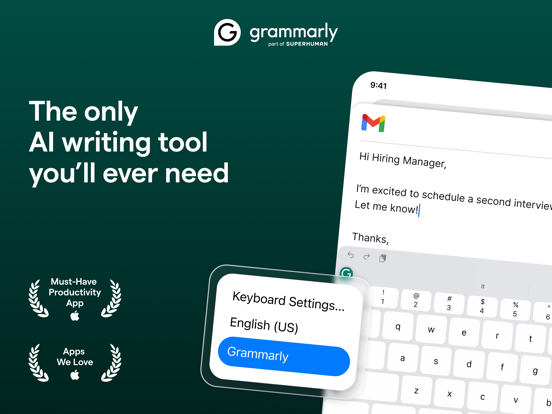 Grammarly: AI Writing Keyboard iPad app afbeelding 1