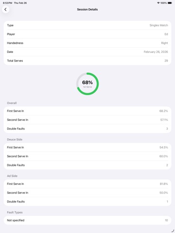 Serve Report iPad screenshot