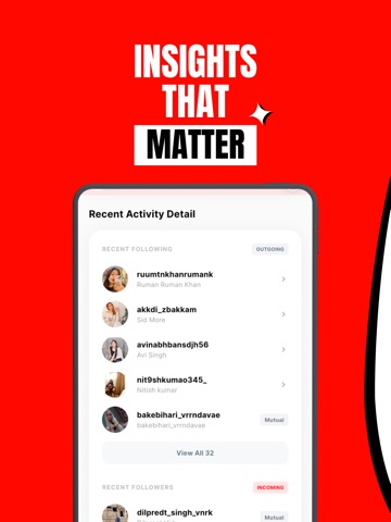 Red Flag: Recent Follow iPad screenshot
