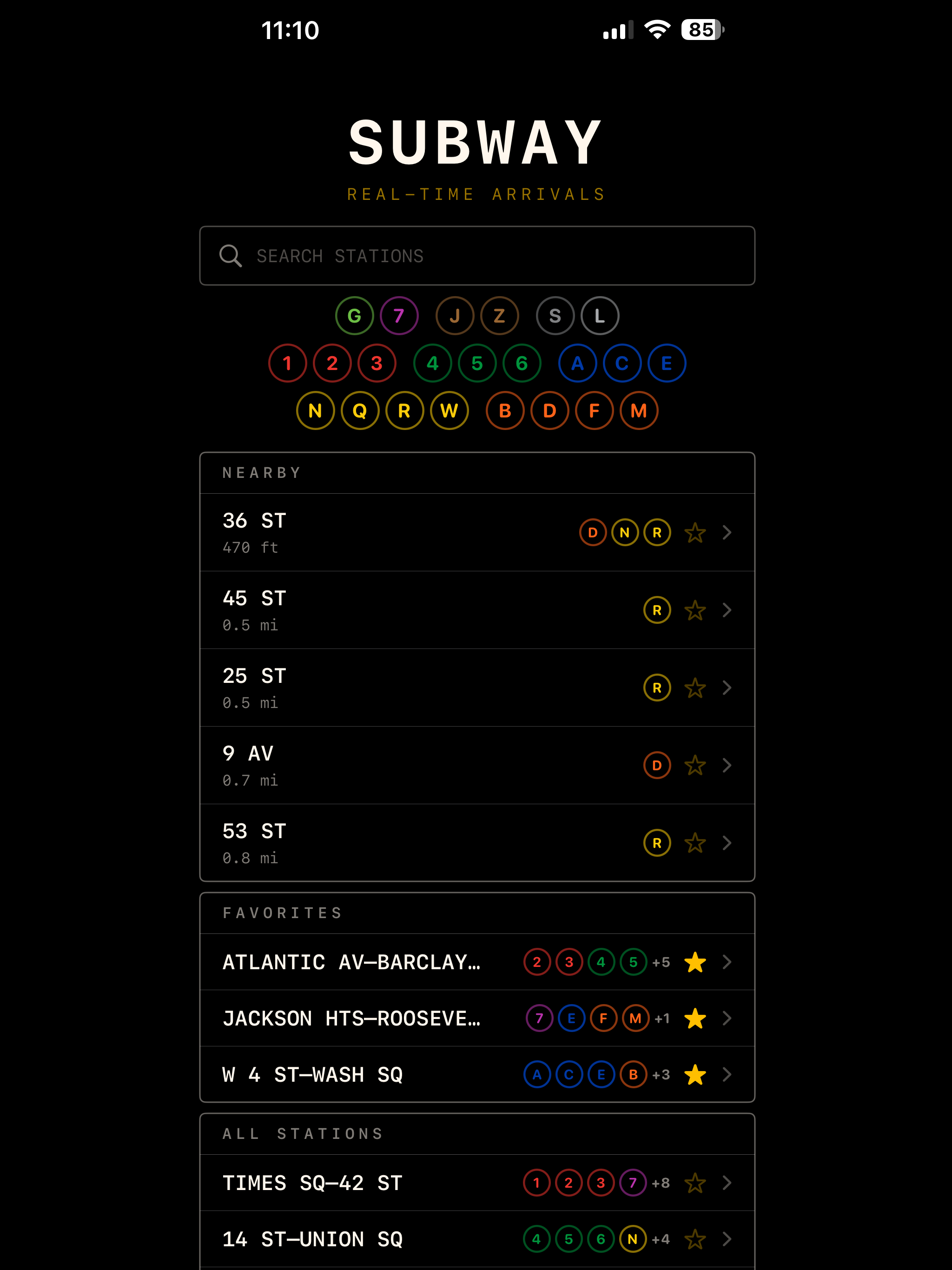 Subway: Real-Time Arrivals