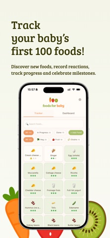 100 foods for baby iPhone screenshot