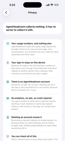 AgentHeadroom: AI Usage Limits Screenshot 5 of 7