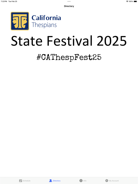 CA Thespian Festival 2025 iPad screenshot 2 - Social Networking app