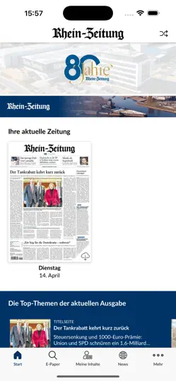 Screenshot von Rhein-Zeitung E-Paper & News auf dem iPhone 1