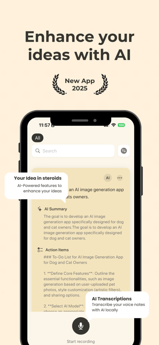 Hiidea: AI Voice Notes Screenshot 1 of 5
