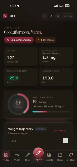 Pace · GLP-1 Tracker screenshot 1