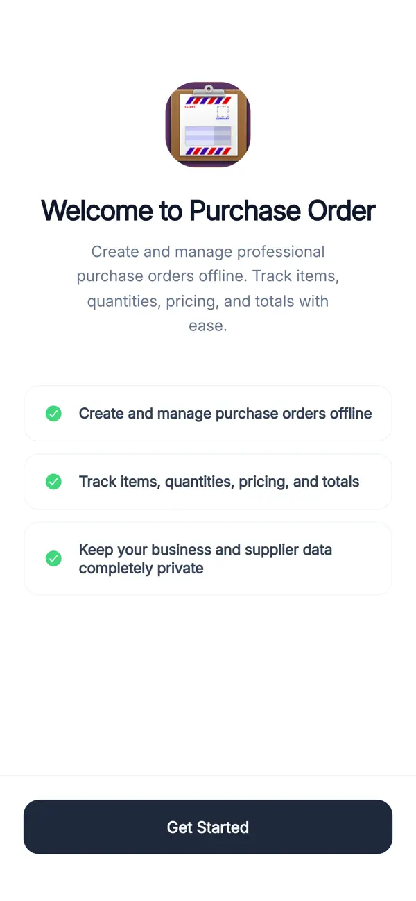 Screenshot #1 pour Purchase Order