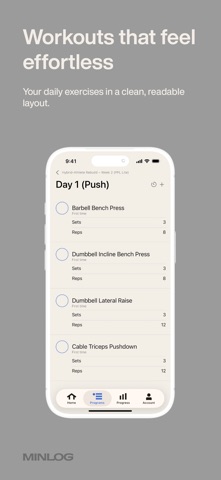 Minlog: Workout Tracker screenshot
