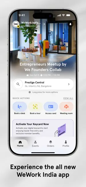 WeWork India iPhone screenshot 1