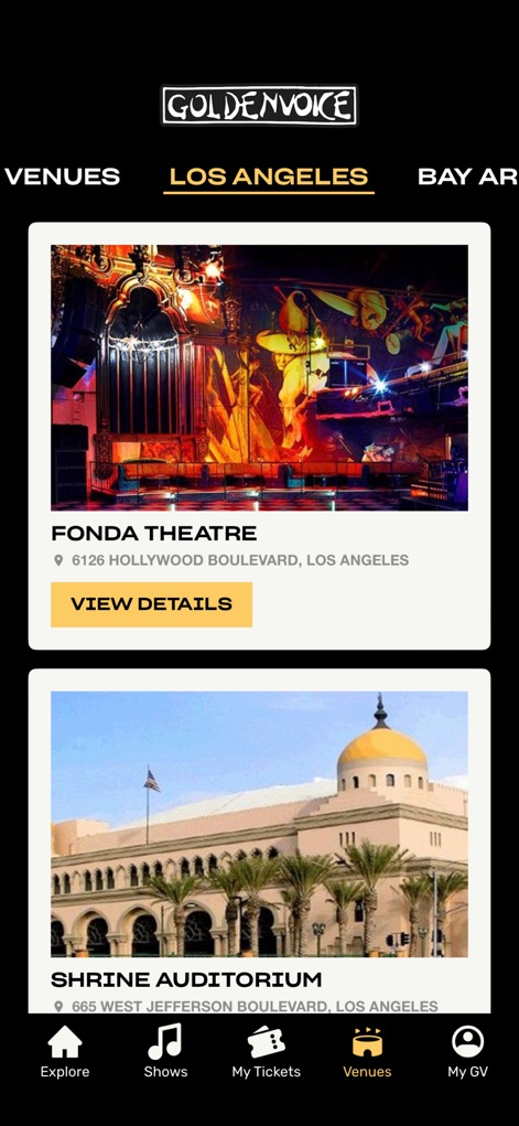 Goldenvoice Concerts - This tool showcases detailed venue information and location-based filtering, allowing users to effortlessly explore California's premier concert locations.