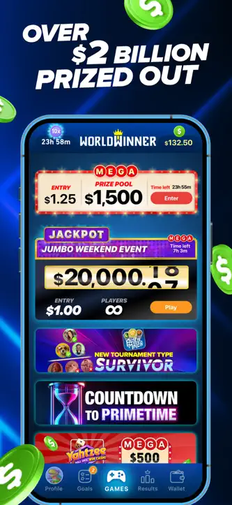 WorldWinner: Play for Cash screenshot 2