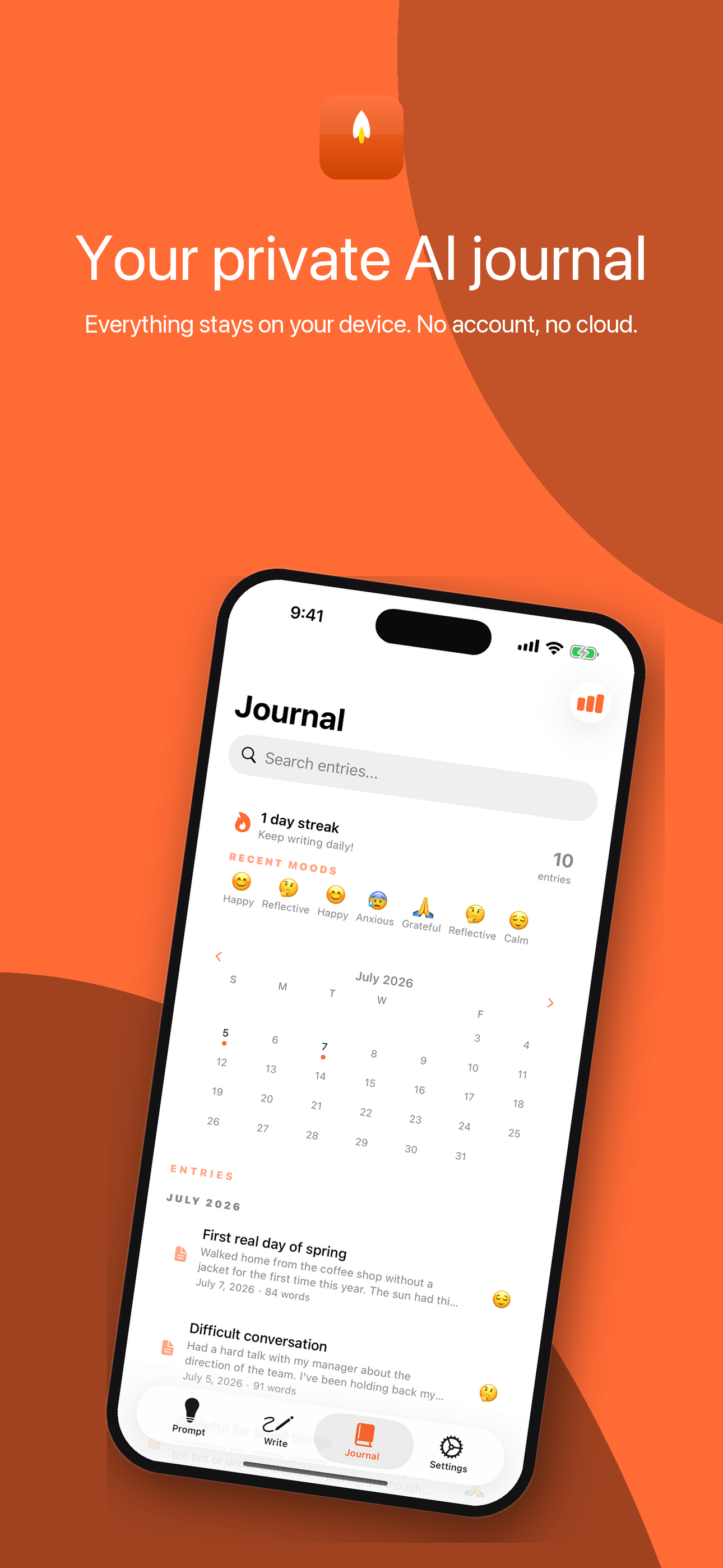 Cinder - Private AI Journal screenshot 2
