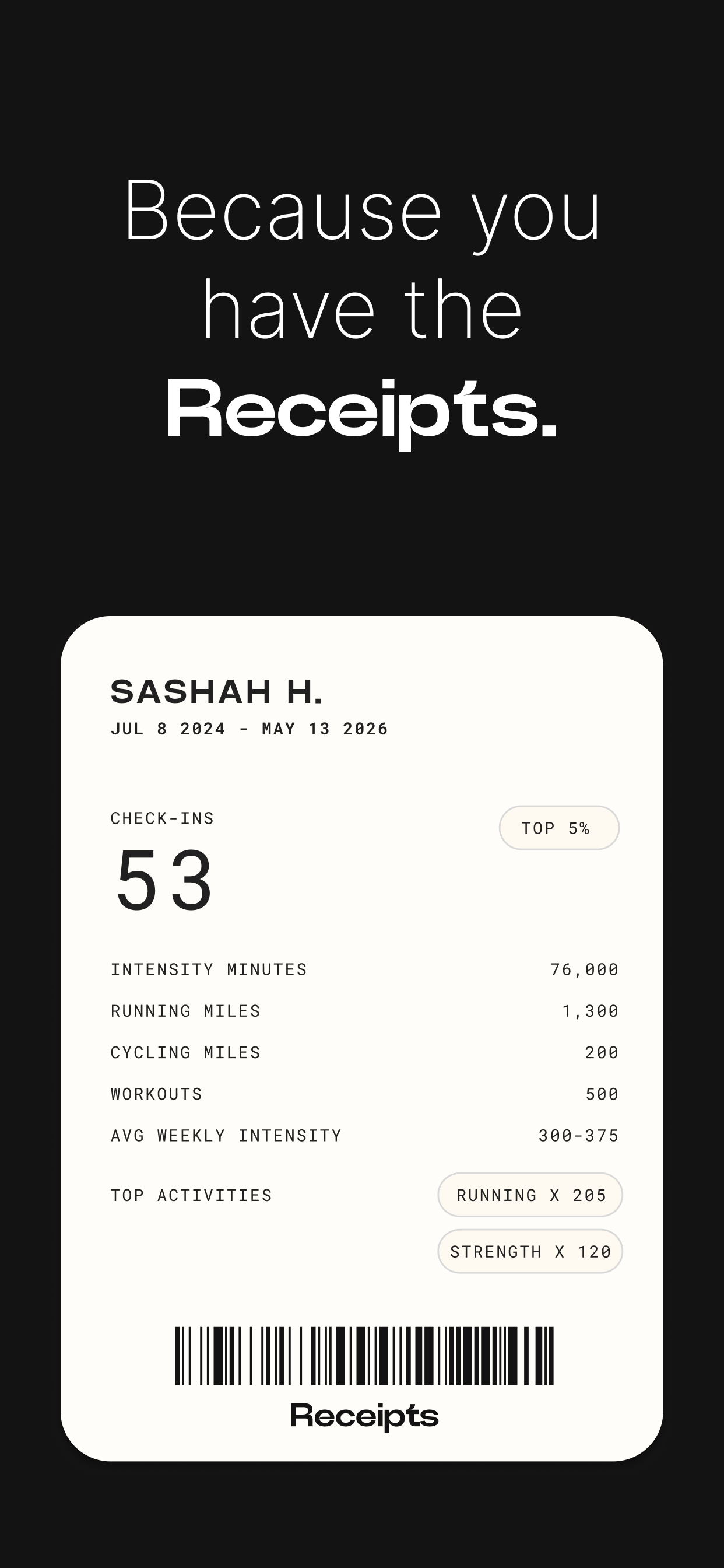 Receipts: Fitness Rewards