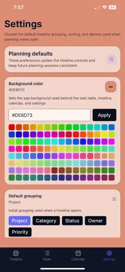 Screenshot von Task-Timeline auf dem iPhone 5