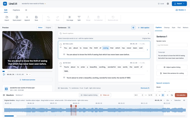 Lina Edit:AI Text Video Editor screenshot 1