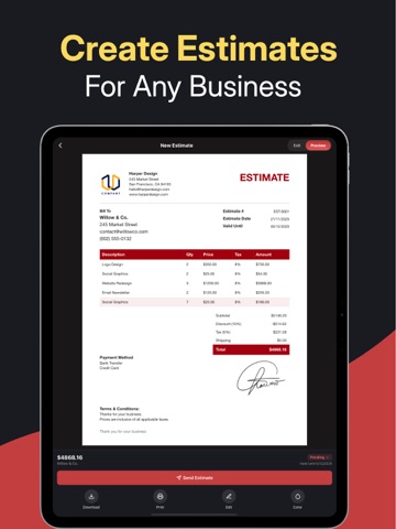 Estimate Maker - Business Cost iPad screenshot