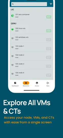 Capture d'écran de Proxmox VE Companion sur iPhone 6