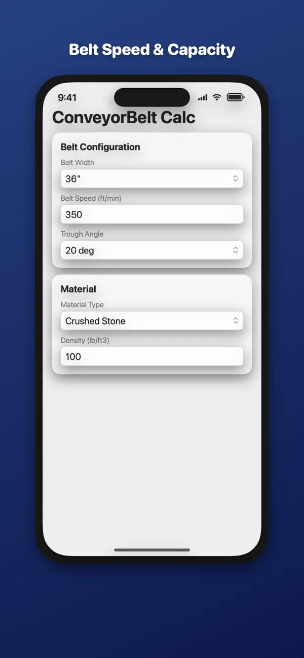 Screenshot #1 pour Conveyor Belt Power Calc