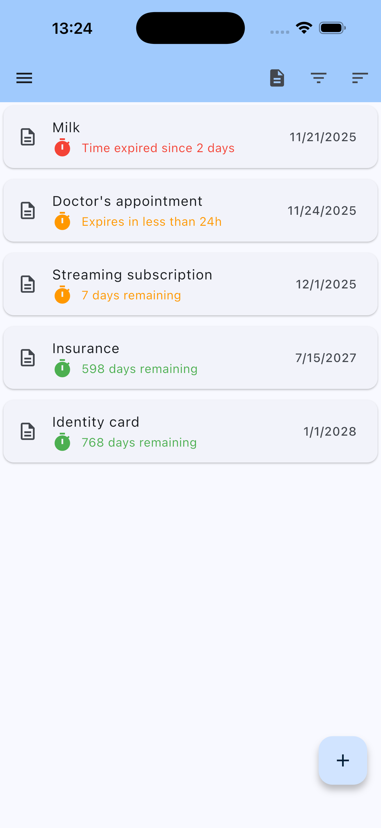 ExpiNotif: Expiration dates