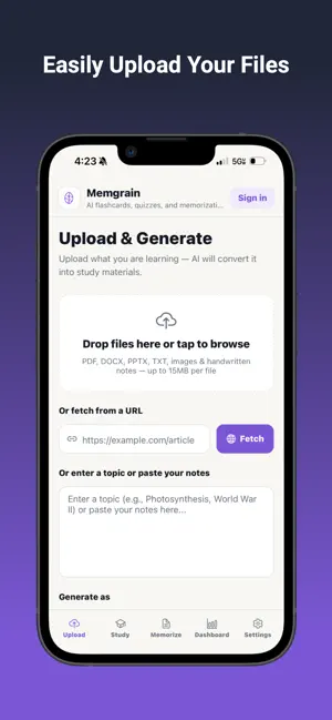 Memgrain: AI Study Tools screenshot 2