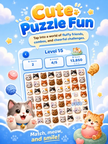 Cat Games Kitten Match Puzzle iPad screenshot