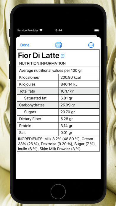 Gelato Maestro Pro: Recipe Screenshot