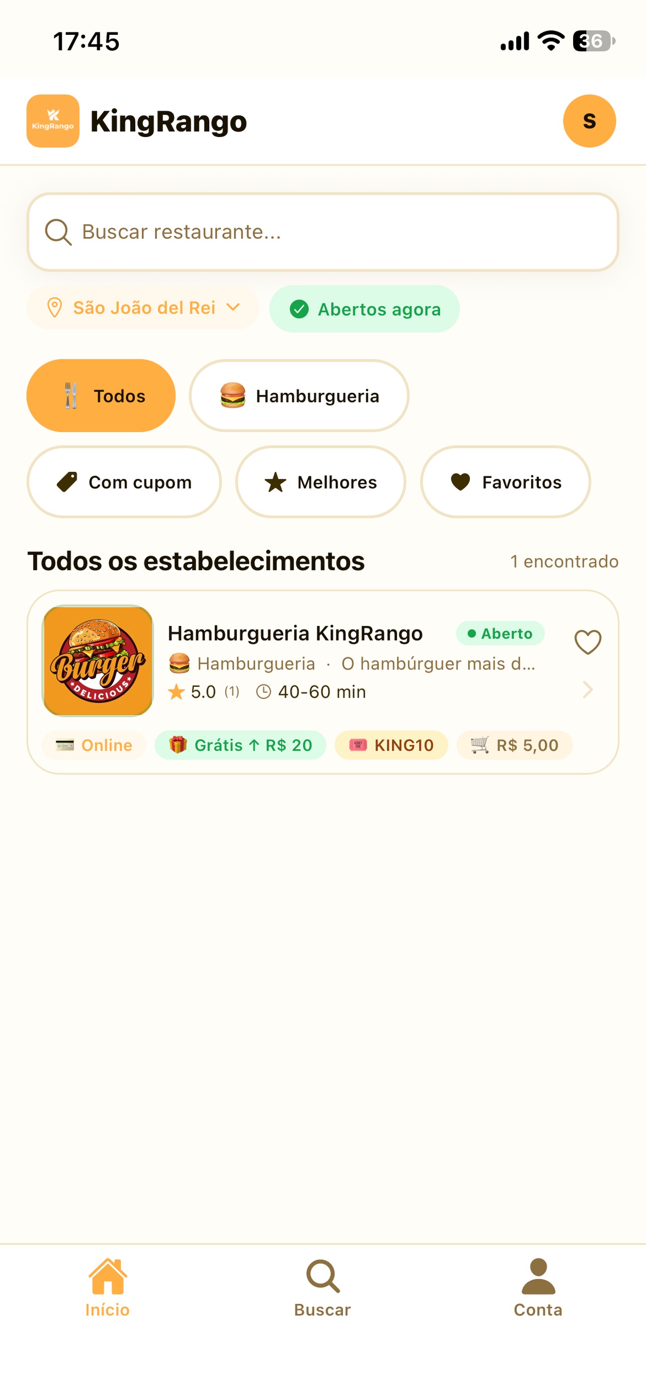 Screenshot 1 of KingRango - Delivery de Comida