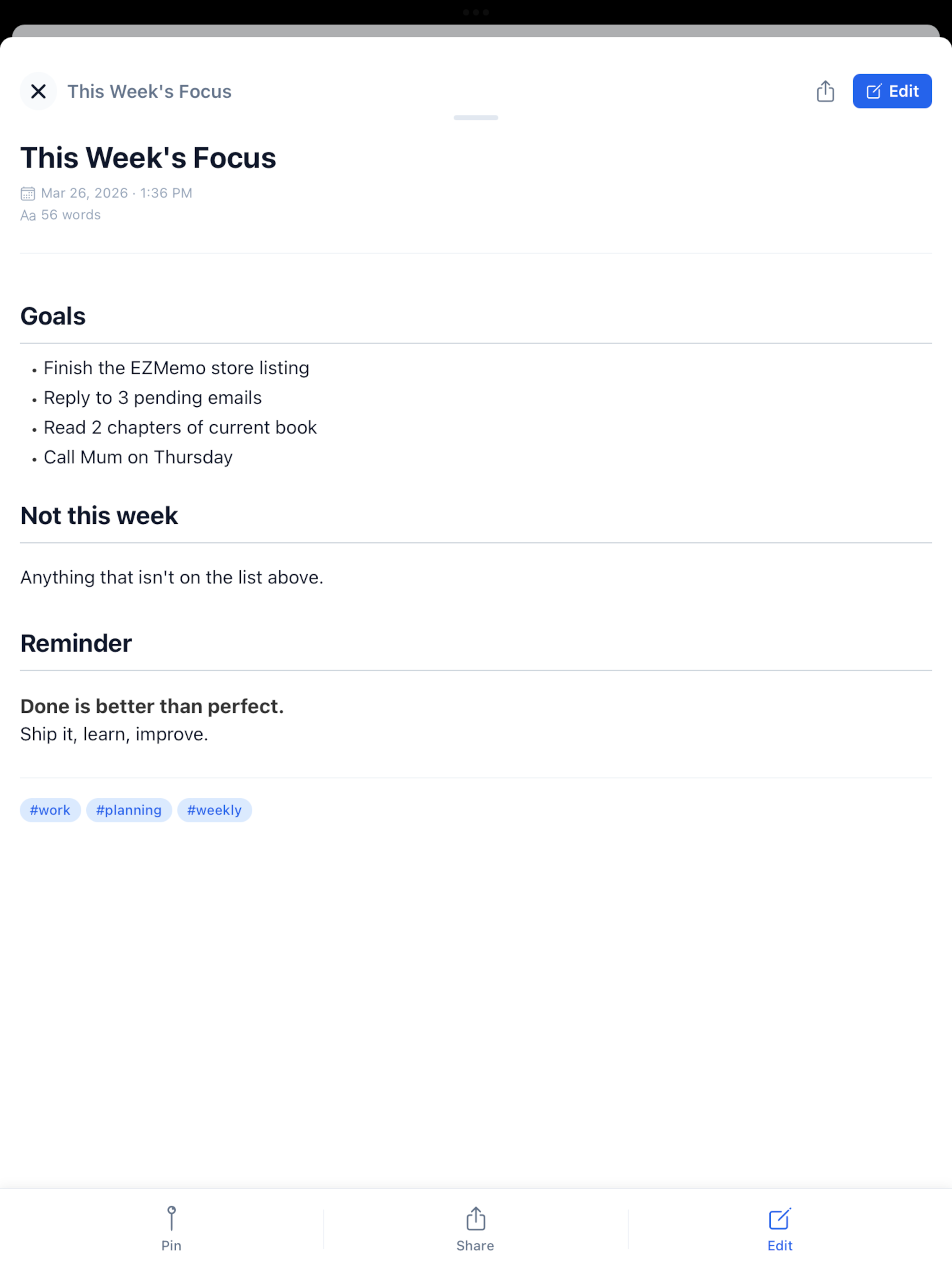 EZMemo: Thoughts & Flow