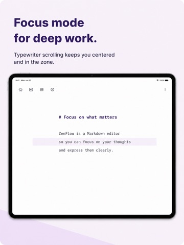 ZenFlow AI Markdown iPad screenshot