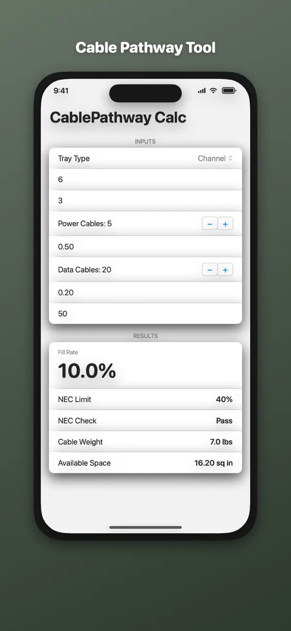 Screenshot #3 pour CablePathway Calc