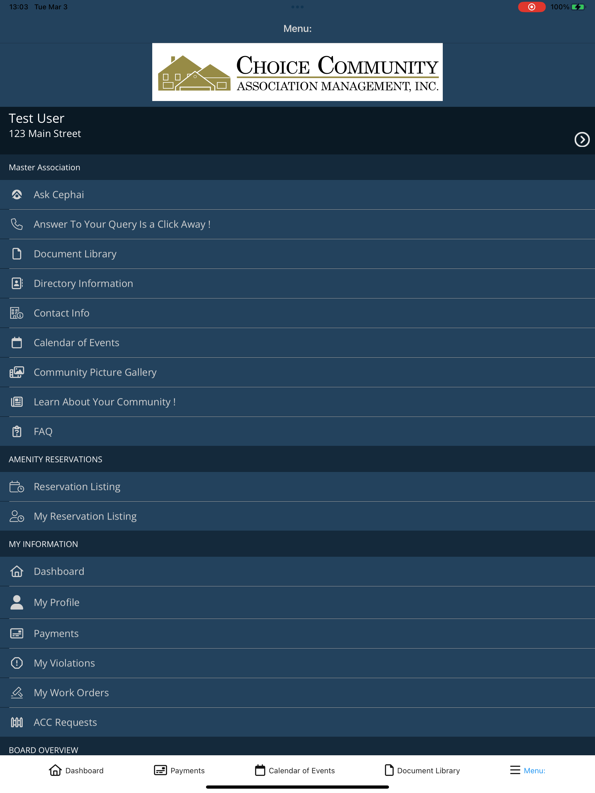Choice CAM Homeowner Board App