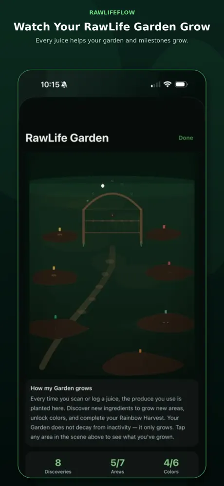 RawLifeFlow RawLife Garden visual progress screen