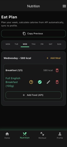 FitAndEat: Workout & Calorie iPhone screenshot