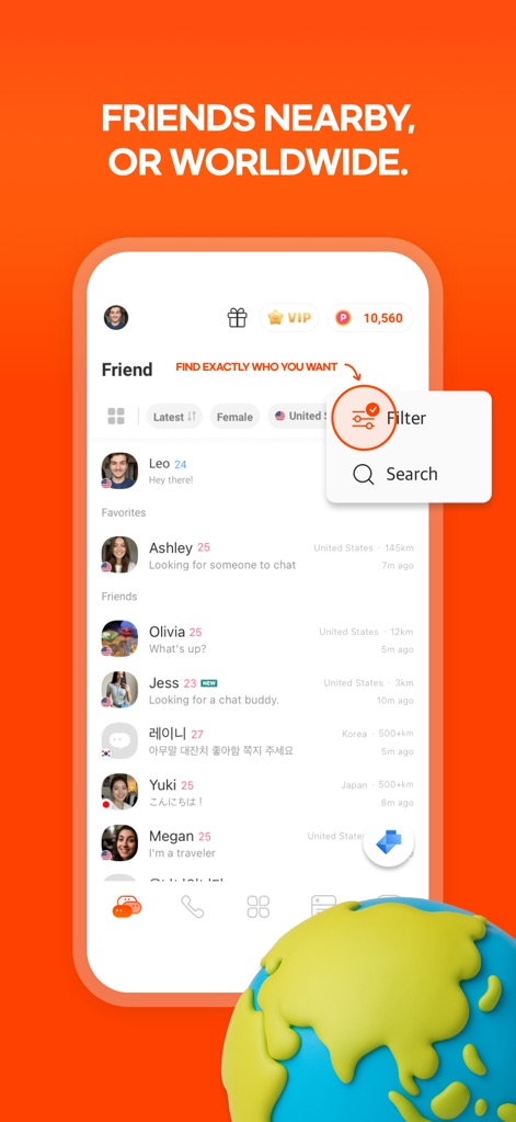 DaTalk – Chat by Interests - Die App ermöglicht es, anhand der umfangreichen Freundesliste und der präzisen Filteroptionen genau die gewünschten Kontakte zu finden und zu sortieren.