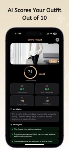 OutfitJudge: AI Outfit Rating iPhone screenshot