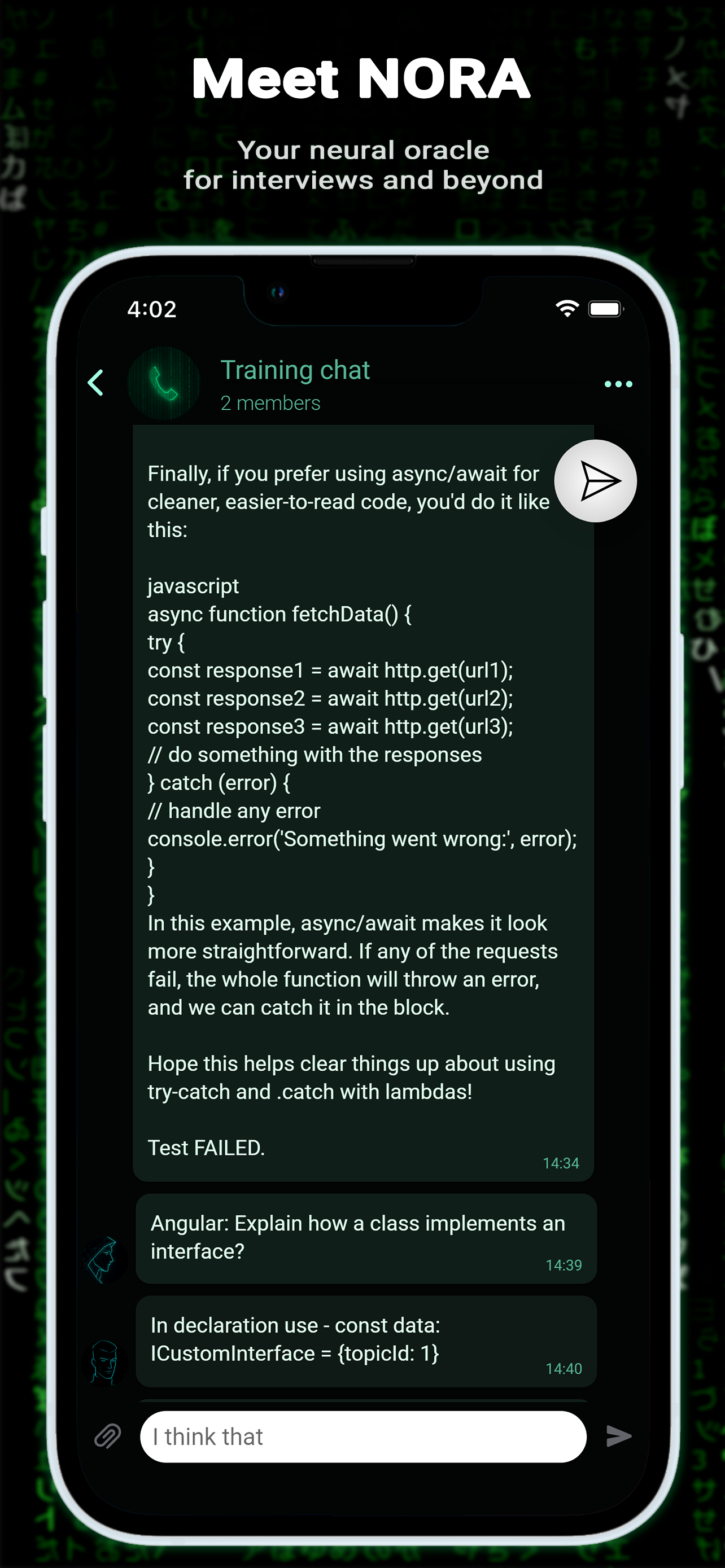 MindStack - Pass coding screen