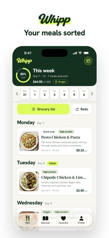 Whipp: Meal Planner & Recipes App Store screenshot 1